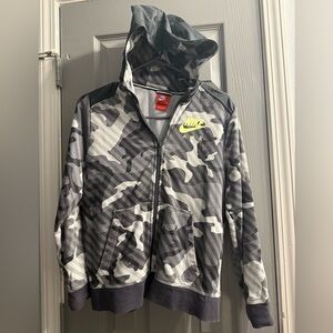 Nike youth full zippered hoodie jacket urban gray camo boys Large